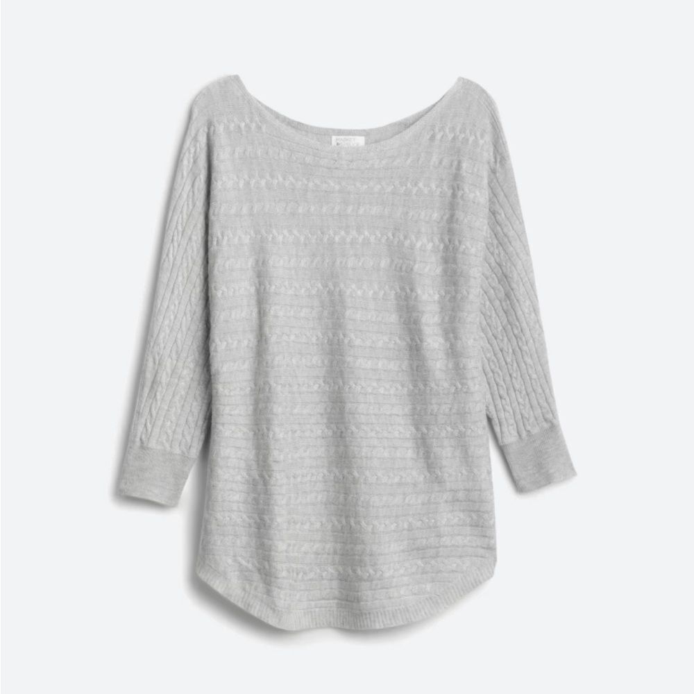 Market & Spruce Reviera Cable Knit Dolman Sweater in grey